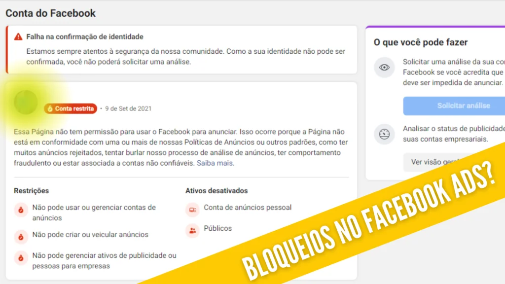 conta de anuncio bloqueada