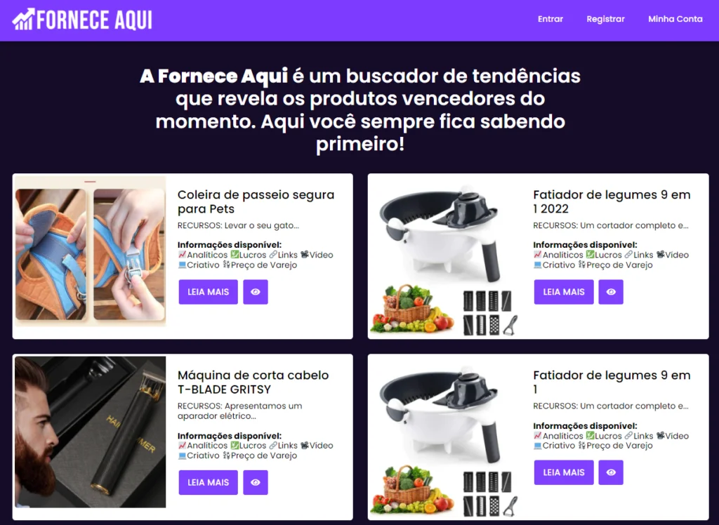 Mineração de produtos vencedores - Fornece Aqui 