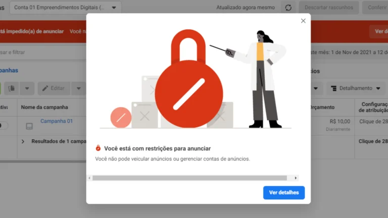 conta de anuncio desativada no instagram e facebook ads